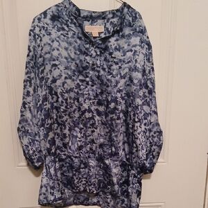 Michael Kors Navy Patterned Blouse